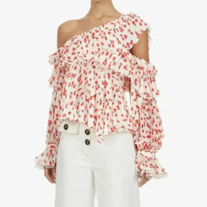 Self-Portrait One Shoulder Pleated Top it Ditsy Floral